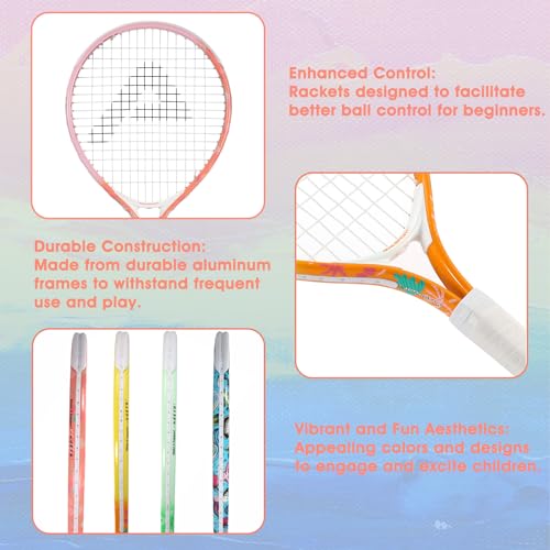 Kids Tennis Racket 17 Inch for Juniors - Sunrise Pink with Bag