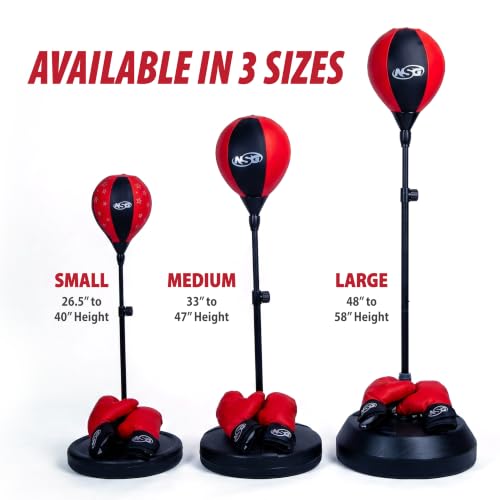 Large NSG Punching Bag for Kids & Boxing Gloves Set - Adjustable Freestanding Speed Bag with Stand, Junior Boxing Gloves & Pump