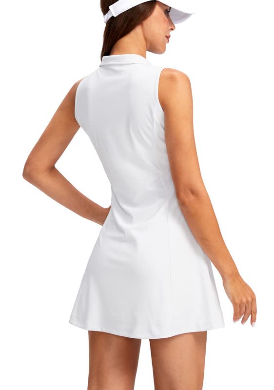 Viodia Women's Tennis Golf Dress with Shorts - Medium White
