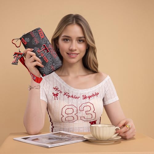Montana West X NCAA Women's Wallet Sport Wristlet Long Designer Clutch with Keychain, Large Capacity Card Phone Holder
