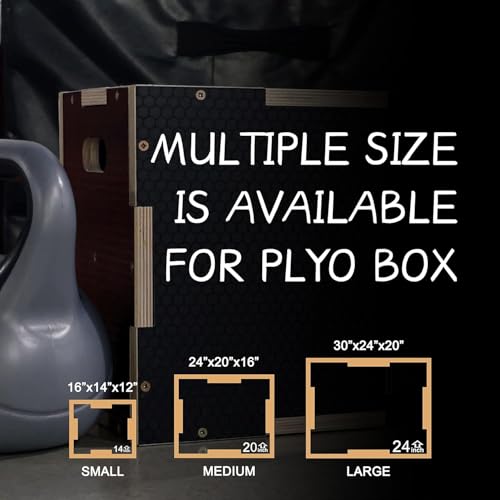 Aurorafy Plyo Box, 3-in-1 Wooden Plyometric Jump Box, Box Jump for Home Gym Training Fitness Workout Exercise, 12"x14"x16"