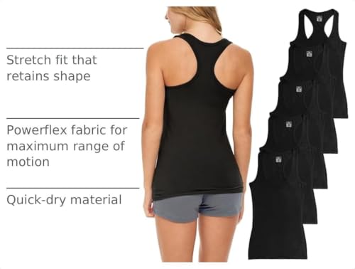 Women's Racerback Tank Tops - 5 Pack X-Large Black - Comfortable & Versatile