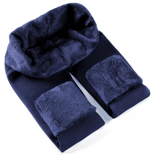 Women's Fleece-Lined High-Waisted Thermal Leggings - Small-Medium Navy