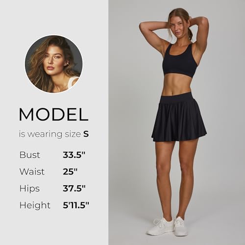 Spyder Women's Pleated High-Waist Tennis Skirt with Built-in Shorts - Medium Black