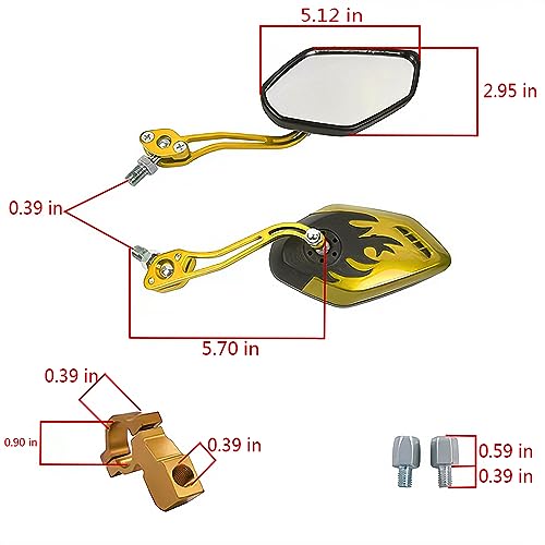 Yellow Bicycle Mirrors for Handlebar 2 Pack - Wide View, Adjustable Bike Safety Accessories