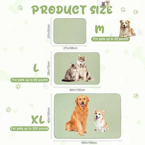 Dog Cooling Mat Self Cool Ice Silk Pad for Small Medium Large Dogs Cats Green 40x28in