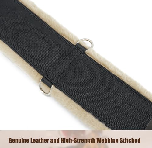 Jeereal 32 Inch Breathable Western Horse Cinch Girth - Leather & Wool Lined