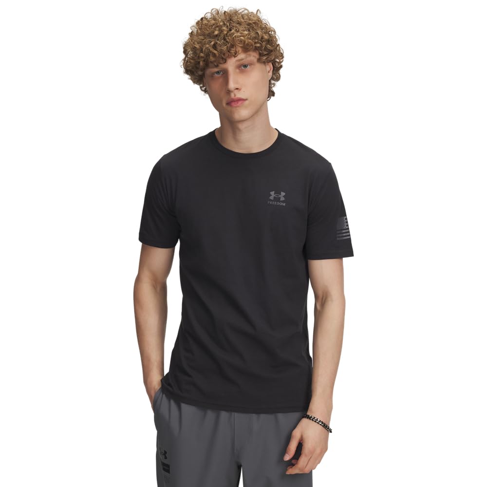 Under Armour Men's Freedom Flag Short Sleeve T Shirt, (002) Black / / Castlerock, 4X-Large