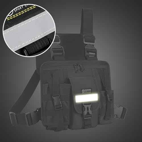 LUITON Radio Chest Harness with Reflective Strips Shoulder Holster Radio Vest Holder Two Way Radio Vest Rig Walkie Talkie Case