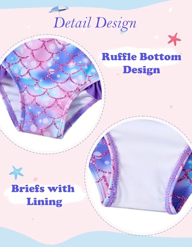 Little Girls Mermaid Bikini Set Ruffle Bathing Suit Purple 5-6 Years - Mermaid Scale