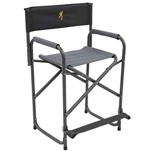 Browning Directors Chair - Outdoor Folding Chairs Made with Durable Fabric and Sturdy Aluminum/Steel Frame, with Extra Tall Seat and Flip-Down Footrest