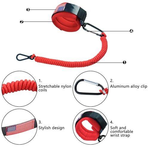 Boat Key Lanyard Wrist Strap for Marine Outboard Emergency Safety - Red