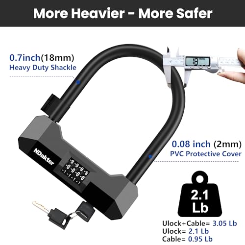 Heavy Duty Anti-Theft Bike U Lock with 5ft Steel Cable - Gray, Medium Variation