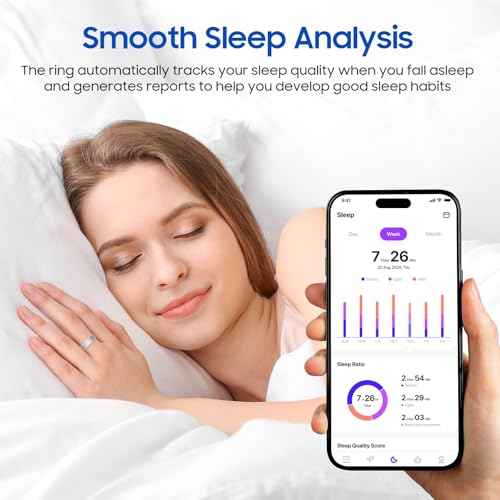 Smart Health Ring, Featuring Heart Rate, Stress and Sleep Monitoring Functions, Compatible with iPhone and Android, Waterproof Fitness Tracker for Women & Men, No Subscription Fee. (Gold, 8)