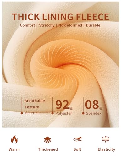 Bluemaple Fleece Lined High Waist Leggings for Women Tummy Control Thermal Winter No Pockets Medium Black Variation
