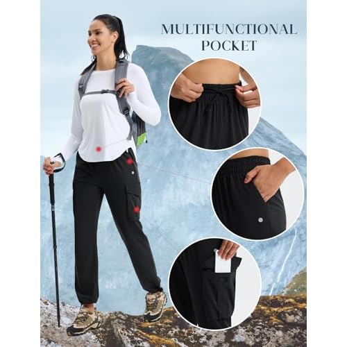 Women's Hiking Pants Lightweight Cargo Quick Dry Water Resistant UPF50+ Travel Outdoor Work Pants Safari Pockets