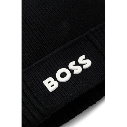 BOSS Mens Small Logo Cotton Blend Knit Hat