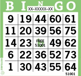 Lime Bingo Paper Sheets – 1 Face 4x4 Inch Pack of 500 Disposable Cards for Community Events
