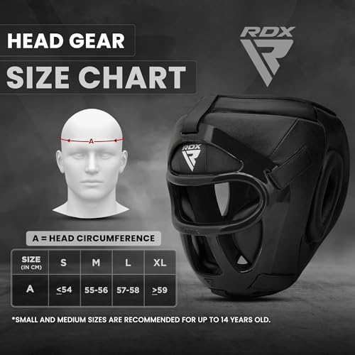 Boxing Headgear MMA Muay Thai Kickboxing with Removable Face Grill - Black Large