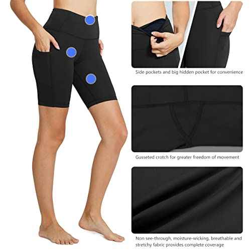 baleaf Women's 8"/ 5"/ 3" Biker Shorts High Waist Yoga Workout Gym Running Volleyball Spandex Shorts with Pockets