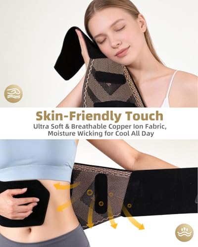 Copper Infused Back Brace for Lower Back Pain Relief - Black Large
