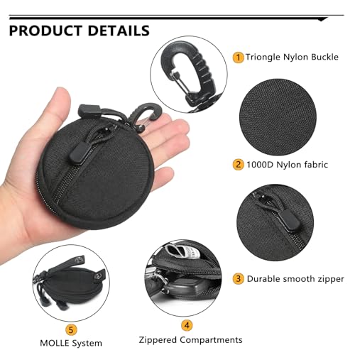 Black 2 Pack MOLLE Pouch with Carabiner Clip Mini Coin Purse Keychain