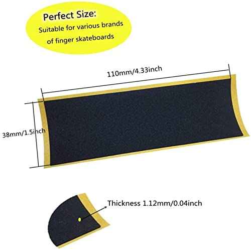30Pcs Fingerboard Grip Tape PRO, Wooden Mini Skateboard Adhesive Stickers, Quality Non Slip Foam Grip 110mm x 38mm Black (30pcs)