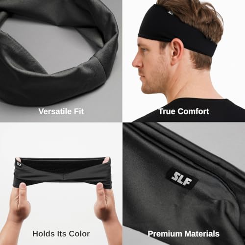 Faith Cross Black Sweat Bands Headbands for Men & Women - Moisture Wicking Sports Headband, One Size