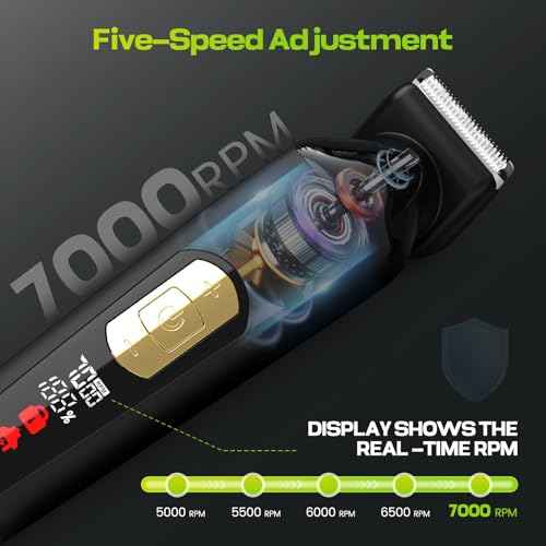 Electric Body Hair Trimmer for Men - Multi-Angle Ceramic Blade with LED Screen & 7000RPM Adjustable Speed, IPX6 Waterproof Pubic/Ball/Groin Shaver Kit, USB/Dock Charging, 90min Runtime, Box