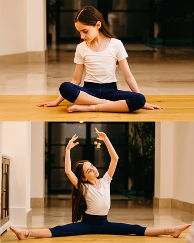 Kids Girls Leggings with Hidden Pocket - Dance Yoga Athletic Pants 10-11 Years / A4 Capri Black