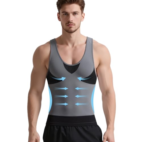 Men's Compression Tank Top Slim Fit Workout Shirt for Gym & Fitness - Large Black