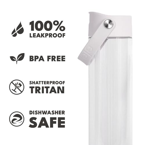 Elemental Splash 26oz Clear Tritan Plastic Reusable Water Bottle with Straw & Strap