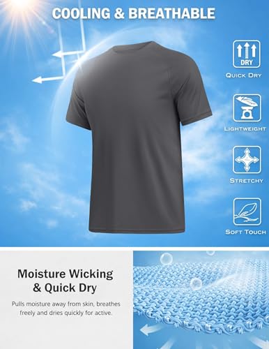 Men's UPF 50+ Quick Dry Swim Shirt Rash Guard - Large Dark Gray