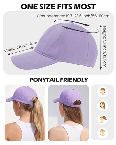 American Trends Women's Baseball Cap with Heart Embroidery - Light Purple, One Size