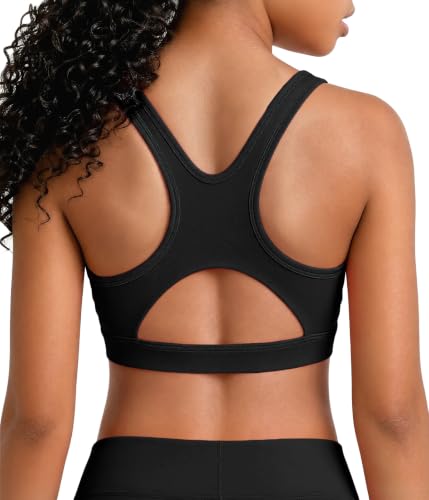 Girls Racerback Sports Training Bra Crop Top - Black, 7-8 Years