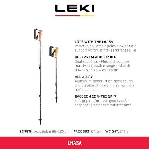 LEKI Lhasa Aluminum Adjustable Lightweight Walking Poles for Trekking & Hiking