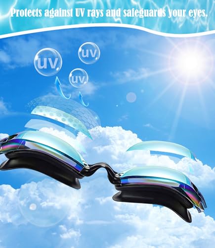 Unisex Swimming Goggles 2 Pack Anti-Fog Wide View No Leakage - BlackSilver & Blackpink