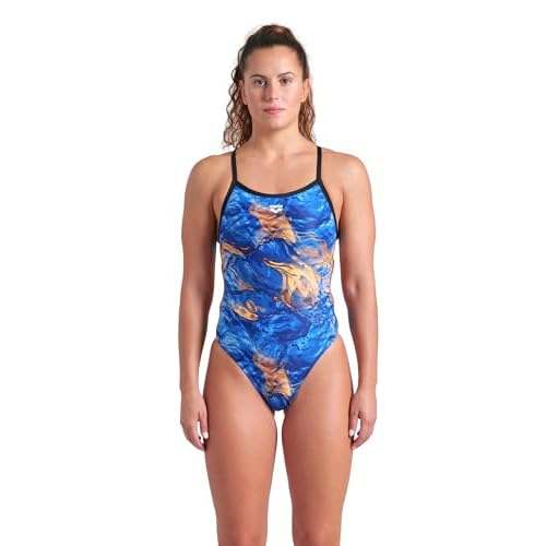 ARENA Women's Performance Gold Leaves Challenge Back Athletic One Piece Swimsuit
