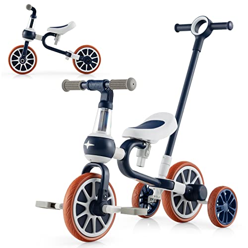 BABY JOY 4 in 1 Tricycle for Toddlers, Kids Trike Baby Balance Bike w/Adjustable Seat, Pedals & Wheels, Boy Girl Ride-on Toy