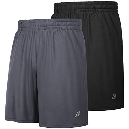 Men's 7 Inch Workout Shorts with Pockets - X-Large, Black & Gray 2 Pack