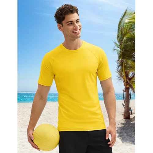MAGCOMSEN Men's Short Sleeve UPF 50+ T-Shirt Swim Quick Dry Rash Guard Athletic Surf Shirts Performance Water Shirts