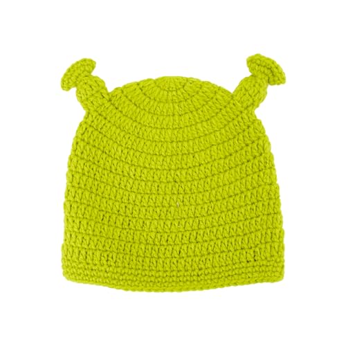 Shrek Beanie Hat - Green Knit Winter Cap with 3D Ears, One Size