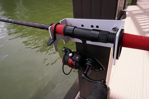 Heavy-Duty Dock Column Fishing Rod Holder Pair - Aluminum, Adjustable