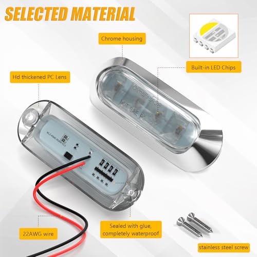 4-Pack RGBW Oval Marine Boat Courtesy Lights Waterproof Deck Interior Deck Stern Navigation