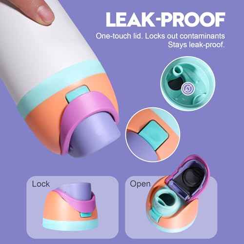 Replacement Lid for Owala Freesip, Compatible with Owala Cup 16oz 24oz 32oz 40oz, One Button Water Bottle Top Lid for Owala Freesip, Leakproof, BPA-Free, Orange-Purple