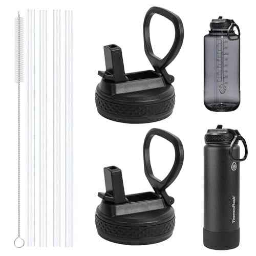 2Pack Straw Lid Compatible with ThermoFlask 18OZ/24OZ/32OZ/40OZ/64OZ Water Bottle, Replacement Lid Fits Nalgene wide mouth bottle, Leak Proof and Spill Proof, Easy to Carry