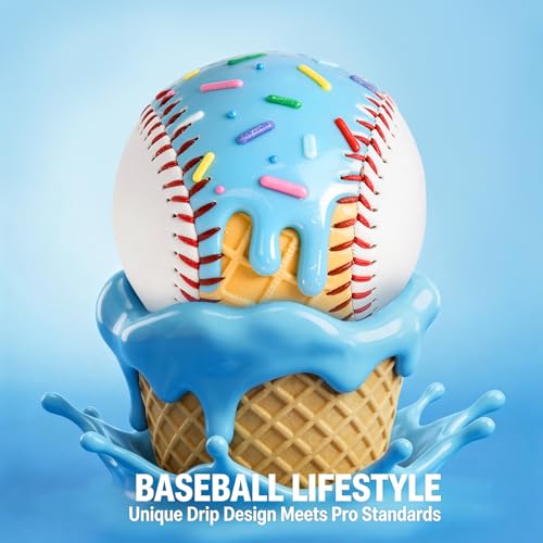 Personalized 9in PVC Practice Baseball Set with Pink Blue Drip - Ideal Sports Gift for Players Coaches Moms