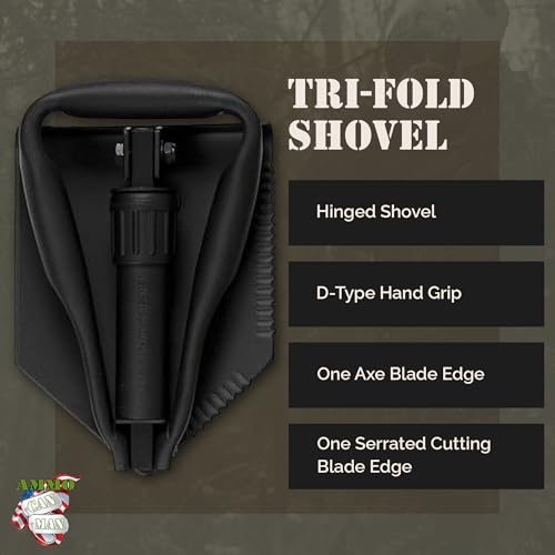 Military-Grade Folding Camping Shovel Set - Survival Entrenching Tool with Carrier