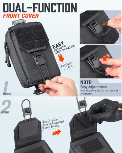 RXW Tactical Phone Pouch Black MOLLE Phone Holder Belt & Vest