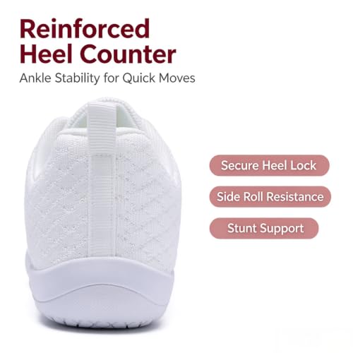 White Cheer Shoes for Girls & Women - Breathable Soft Cheerleading Sneakers - Little Kid 3 - HWJHMX